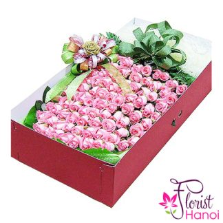 100 pink rose box in hanoi florist
