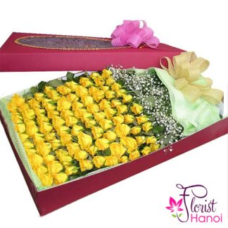 100 yellow roses box in hanoi