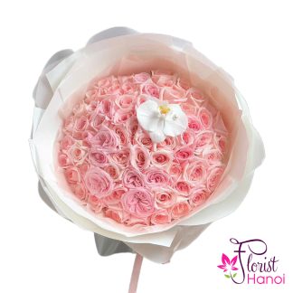 Order 99 pink rose bouquet in Hanoi