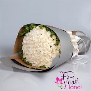 99 white roses bouquet in Hanoi florist
