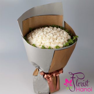 99 white roses bouquet in Hanoi florist