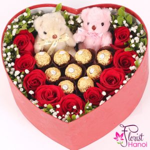 Box rose and chocolate for Valentine Day