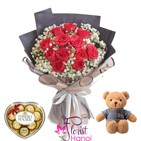 Order combo rose chocolate and teddy bear