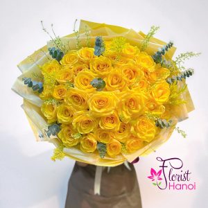Hanoi yellow roses bouquet for birthday