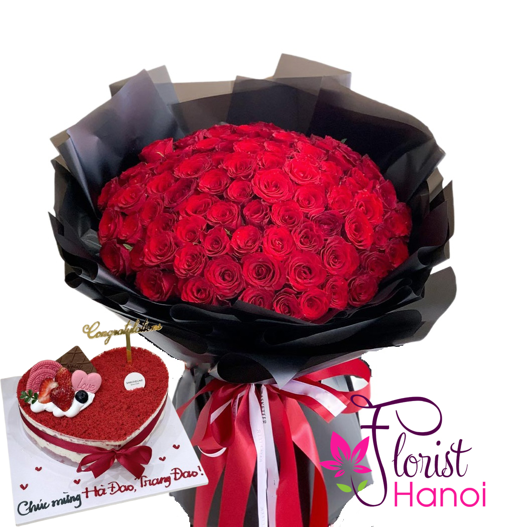 Online flower and cake combo delivery Hanoi