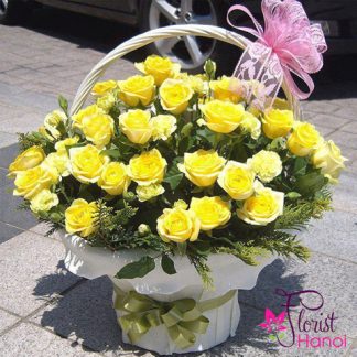 Basket of yellow rose