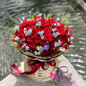 Beautiful red rose bouquet in Vietnam
