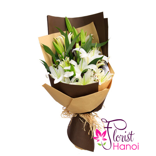 beautiful white lily bouquet for my girlfriend