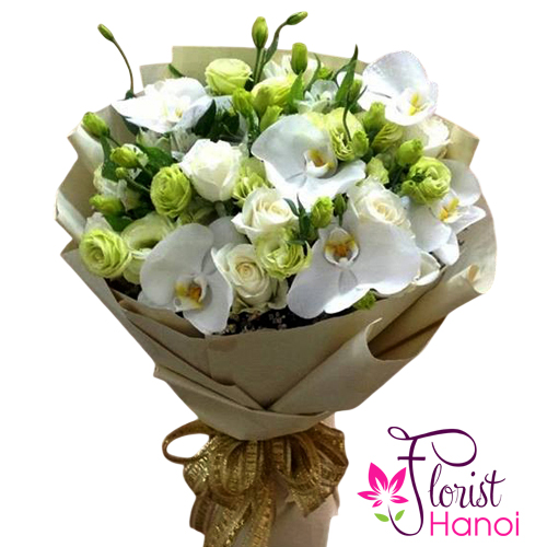 White birthday flower bouquet