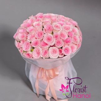 Order bouquet of 99 pink roses delivery same day Hanoi