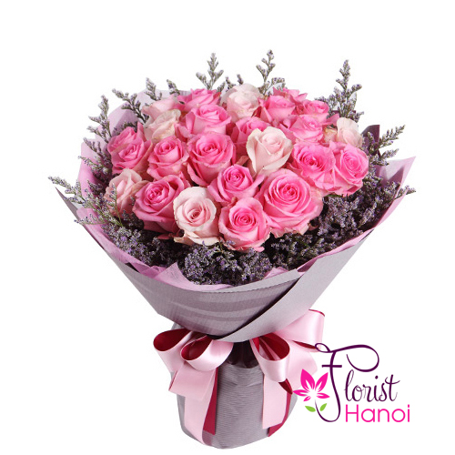 Online bouquet of pink rose in Hanoi