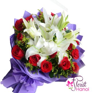 Christmas rose and lily bouquet