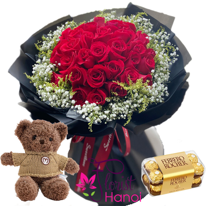 Order flower and chocolate gift combo in Hanoi