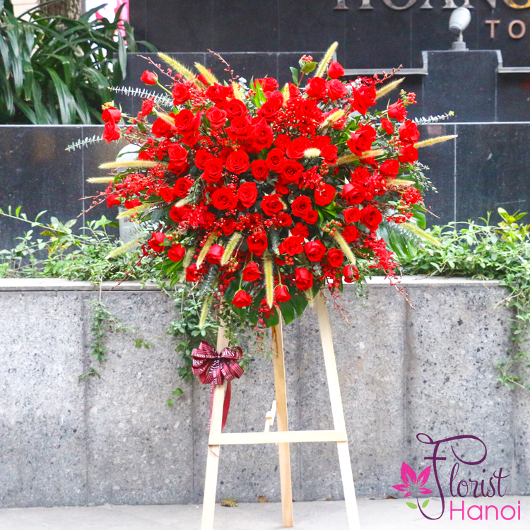 Order heart shaped standing arrangement