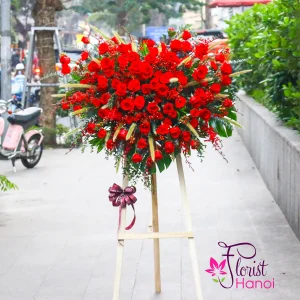 Flower heart shaped standing arrangement