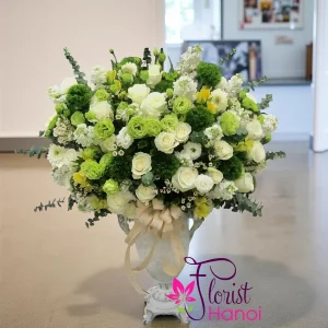 Green white luxury flower arrangement
