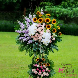Beautiful congratulations flower stand in Hanoi