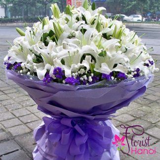 Hanoi vip bouquet with white lily flowers
