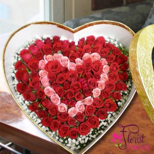 Heart rose box happy day