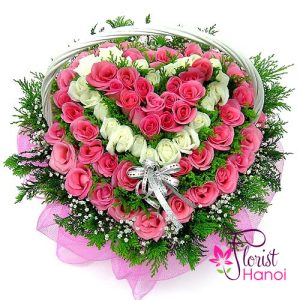 Heart shaped flower arrangement
