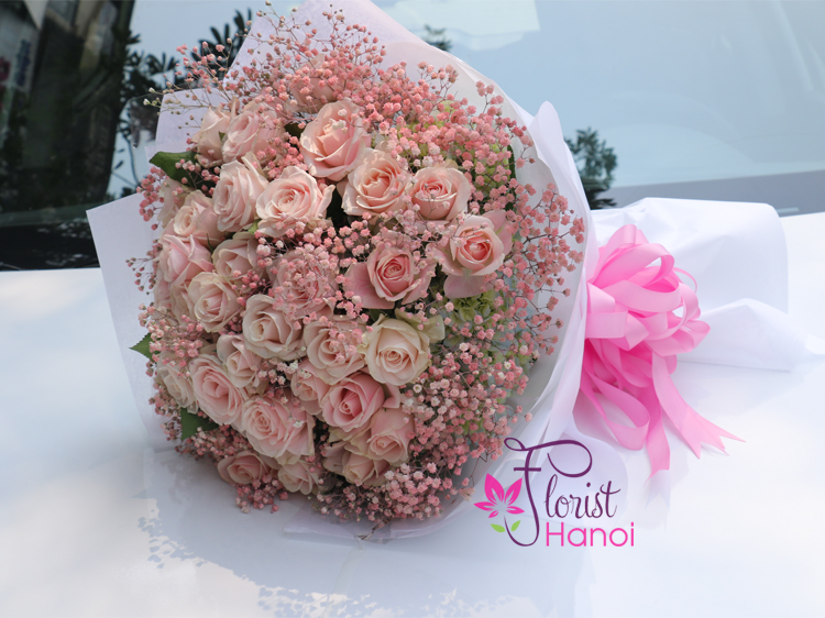 Order love flowers with pink rose in Vietnam