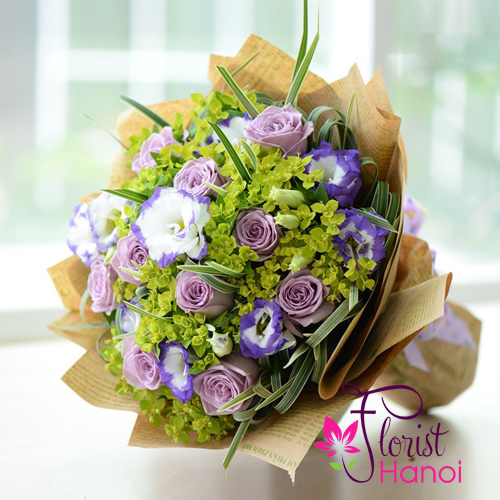 Send lovely purple rose bouquet to Vietnam