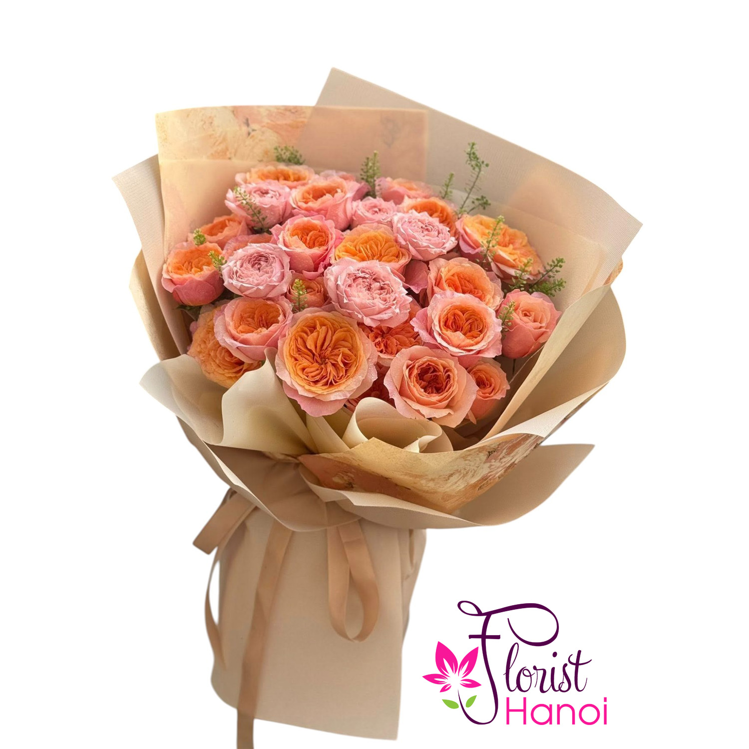 Order orange rose bouquet delivery Hanoi
