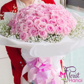 Order 99 pink roses Hanoi florist online