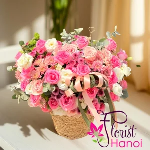 Pink flower arrangement Hanoi