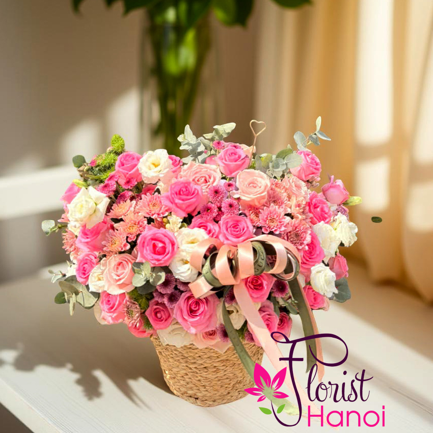 Beautiful pink flower arrangement Hanoi