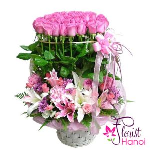 Pink flower arrangement in Hanoi