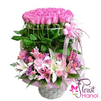 Pink flower arrangement in Hanoi florist