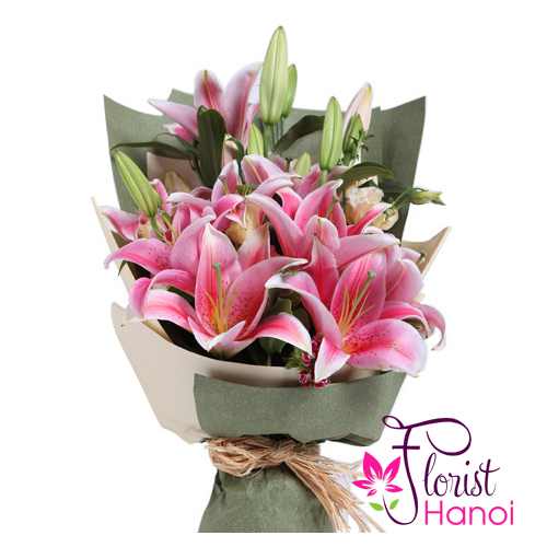 Bouquet of pink lilies