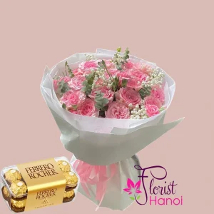 Pink rose and ferrero rocher chocolate