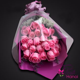 romantic pink roses bouquet in Hanoi