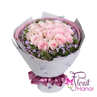 Pink roses for girlfriend in Hanoi