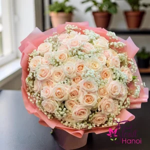 Pink roses for Hanoi birthday flowers