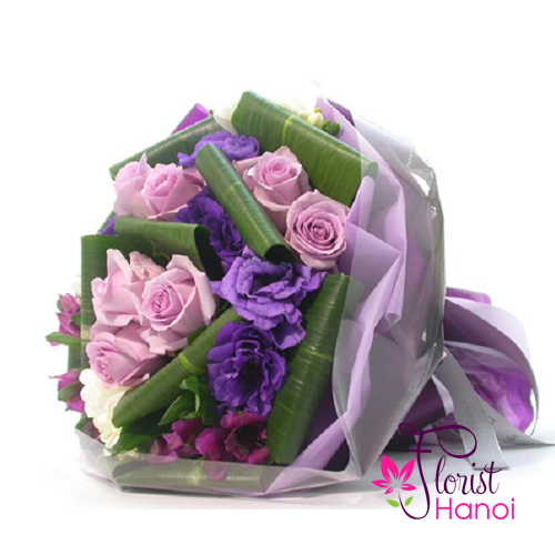 Online purple flower bouquet delivery Hoan Kiem