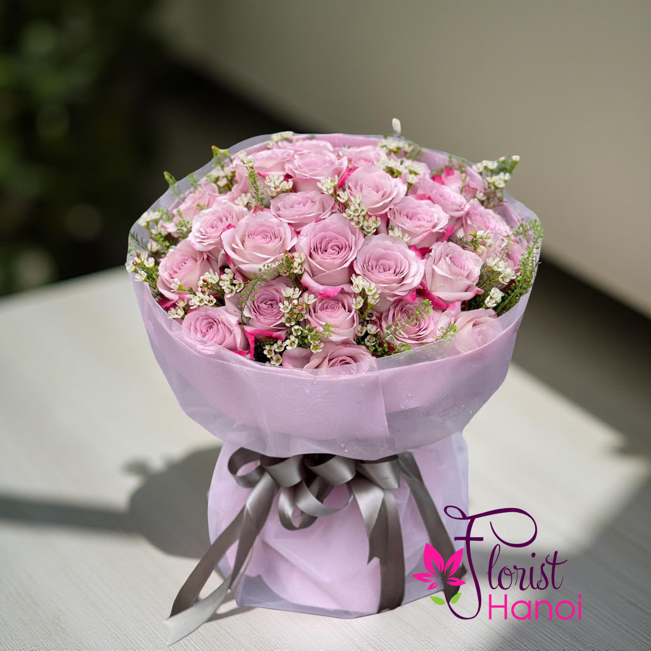 Online purple rose bouquet Hanoi