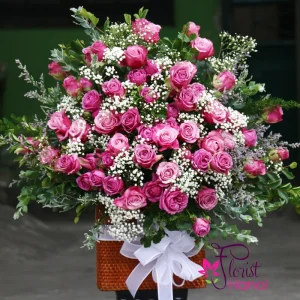 Purple rose mix baby flower arrangement
