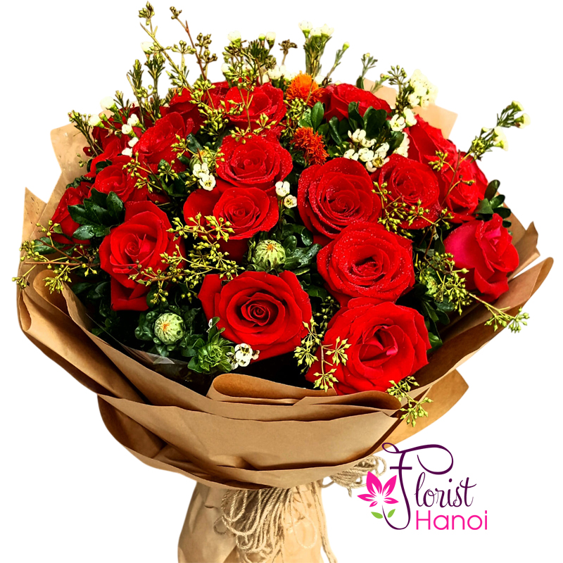 Red rose bouquet delivery Hanoi