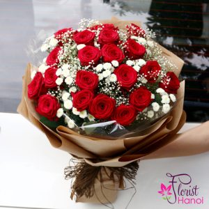 Red and white Christmas flowers