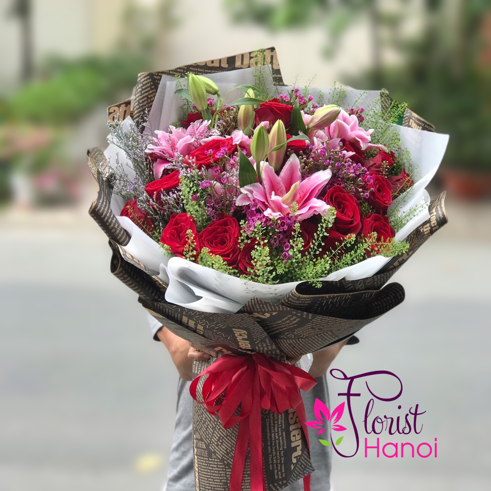 Send rose and lily bouquet same day to Hanoi