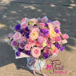 Elegant birthday flower bouquet delivery in Hanoi Vietnam