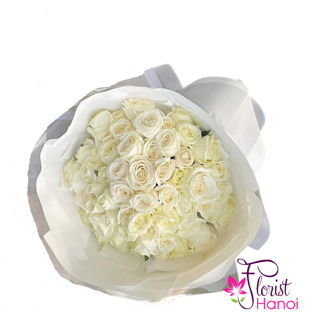 Send white rose bouquet online to her