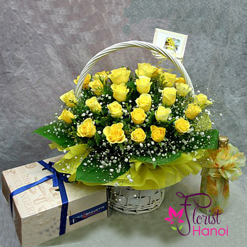 Send yellow flower basket to Vietnam