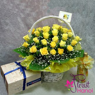 Send yellow rose basket to Vietnam