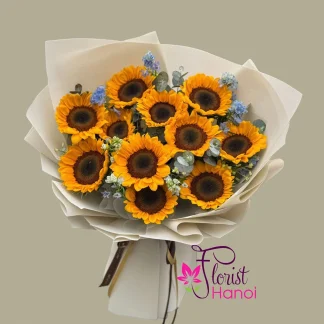 sunflower birthday bouquet in Hanoi with yellow flowers
