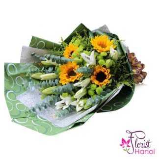 Sunflower bouquet delivery at home in Hanoi