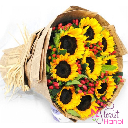 Buying sunflower bouquet for birthday in Hanoi